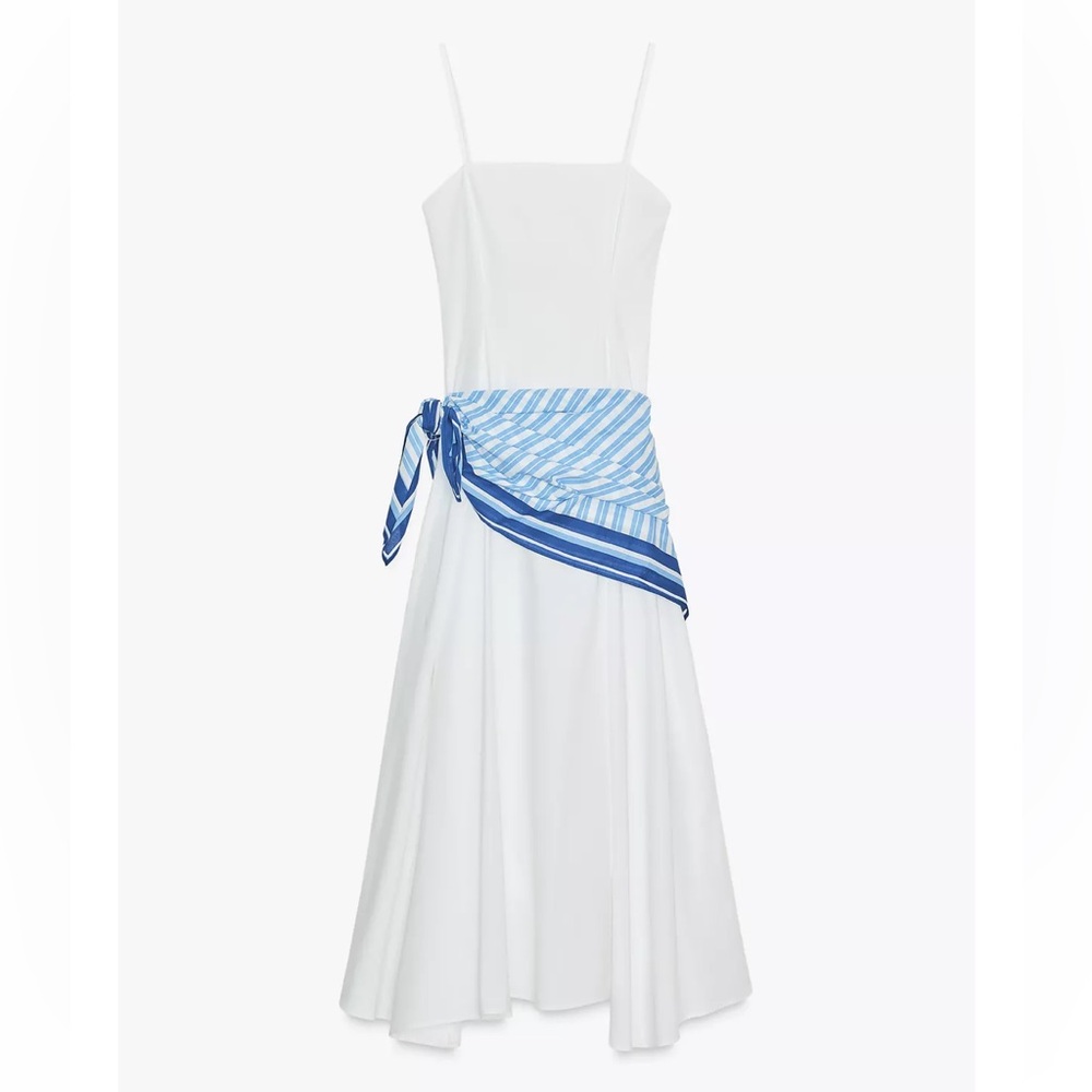 NWT Zara Striped Scarf Midi Dress